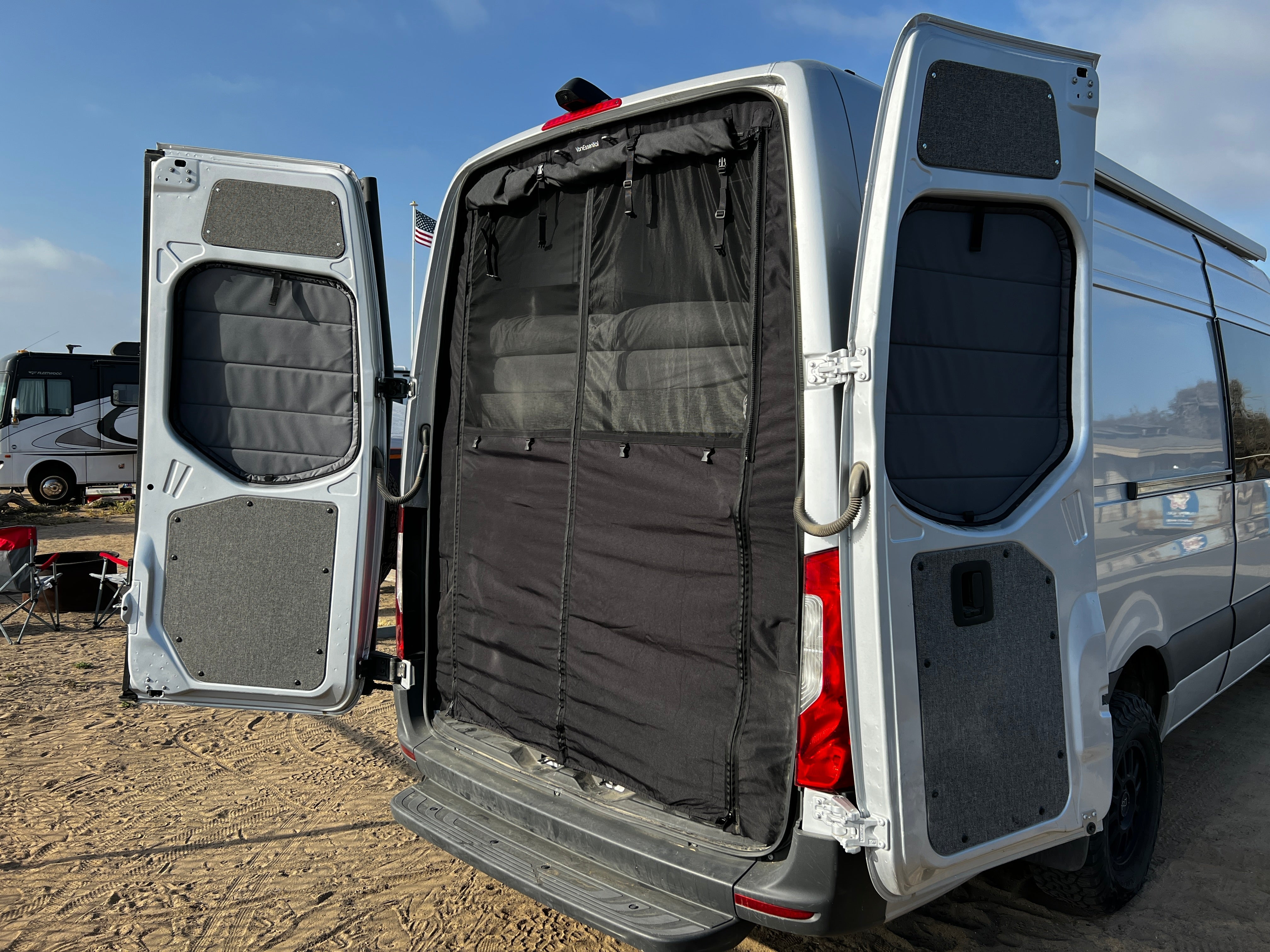 VanEssential Mercedes Sprinter Rear Door Bug Screen | No-See-Um Mesh for Van Life