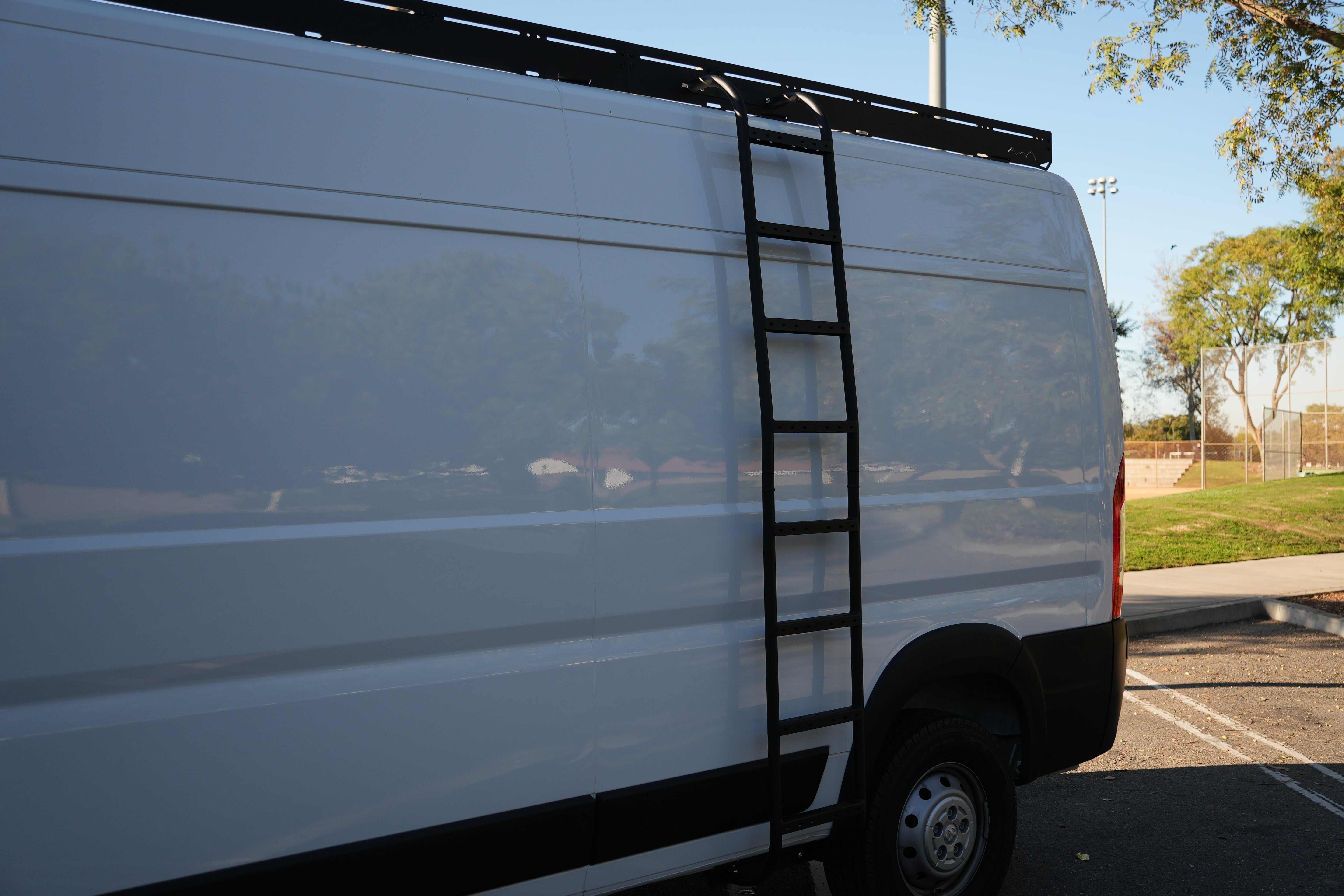 White Top Adventures Promaster High Roof Side Ladder | Roof Access Ladder for Ram Promaster Vans