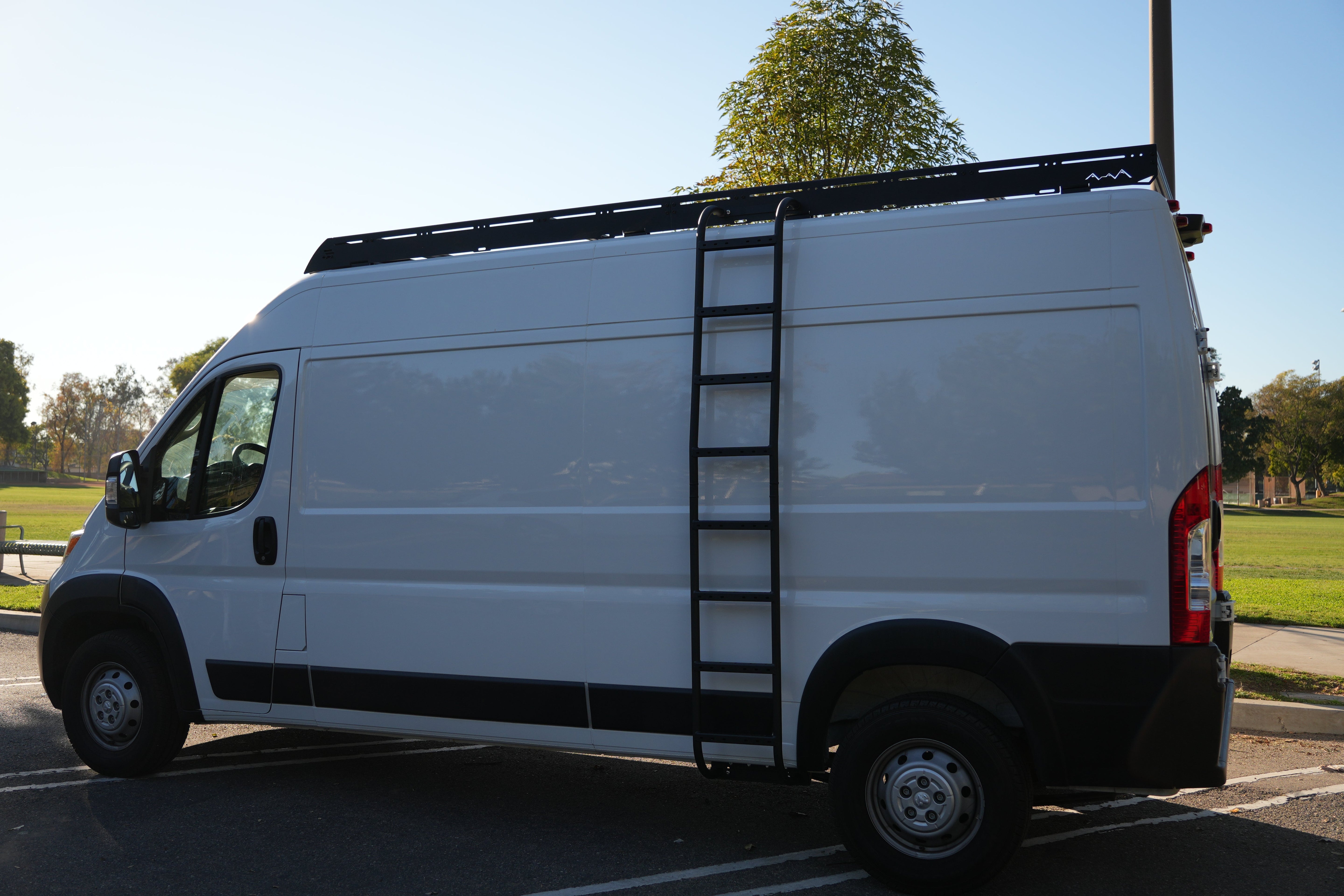White Top Adventures Promaster High Roof Side Ladder | Roof Access Ladder for Ram Promaster Vans
