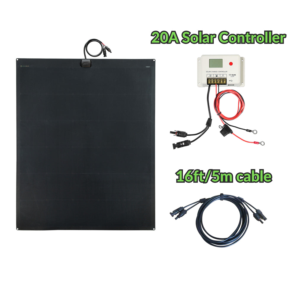 Lensun 240W Full Black Flexible Solar Panel, 25.8% Back Contact Solar Cell