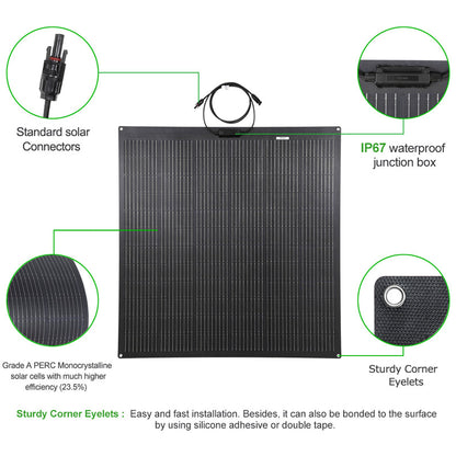 LensunSolar 200W 12V ETFE Flexible Solar Panel