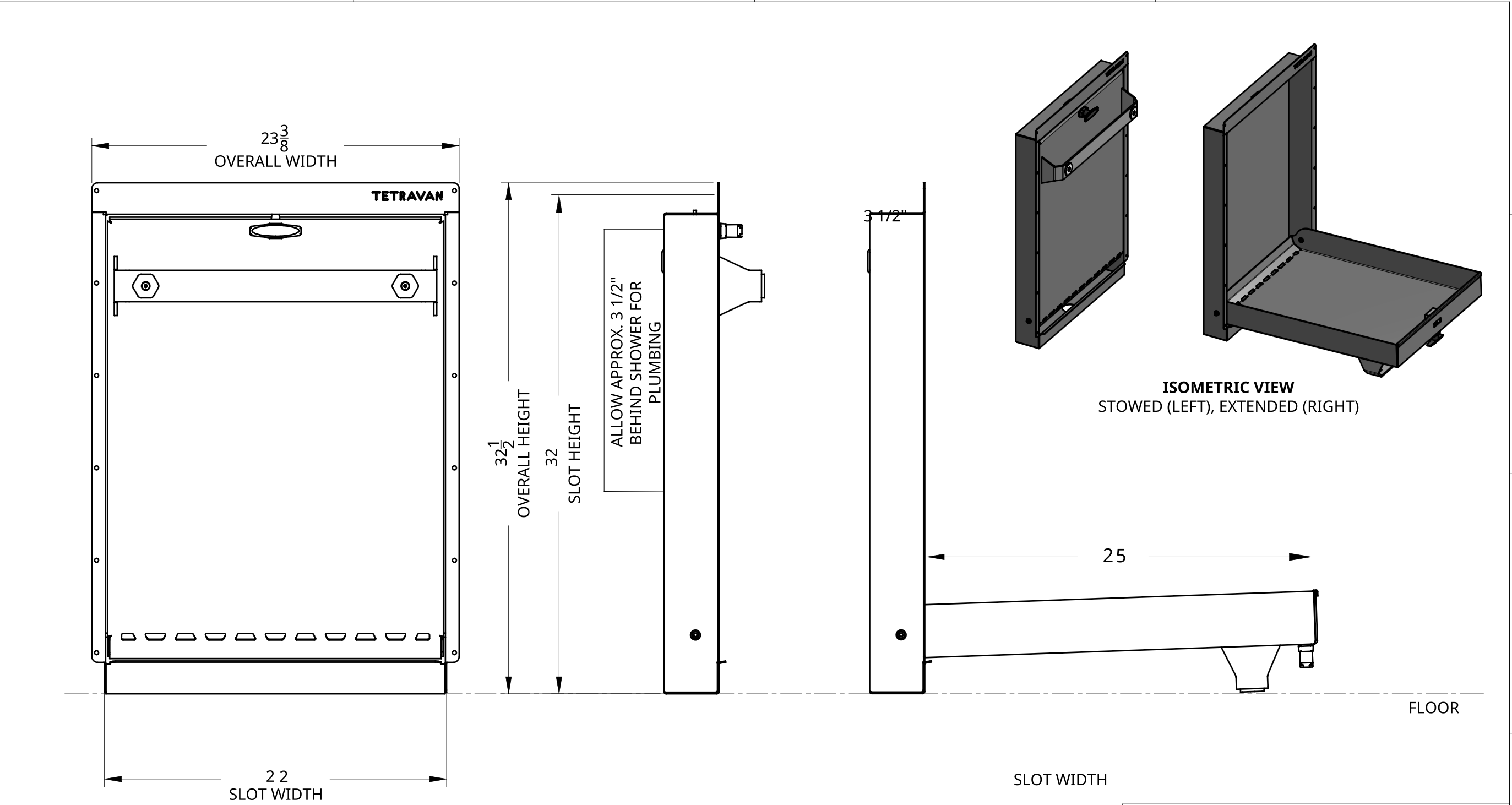 Tetravan Folding Shower 2.1 with Magnetic Zipped Curtain