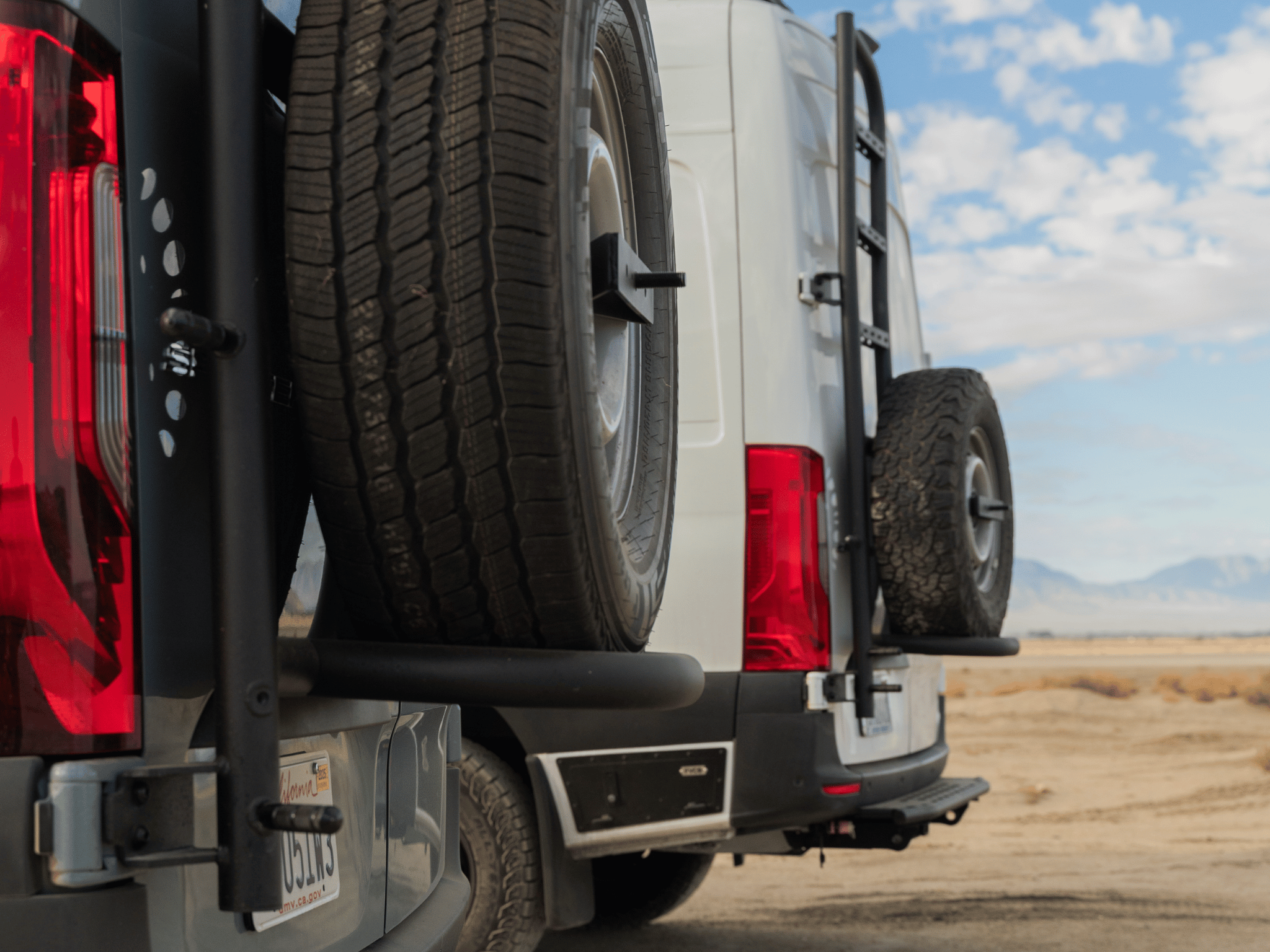 Sprinter Rear Tire Carrier Ladder | Dual Rear Ladder & Spare Tire Mount for Mercedes Sprinter Vans