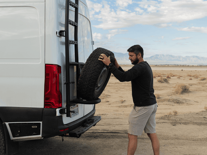 Sprinter Rear Tire Carrier Ladder | Dual Rear Ladder & Spare Tire Mount for Mercedes Sprinter Vans
