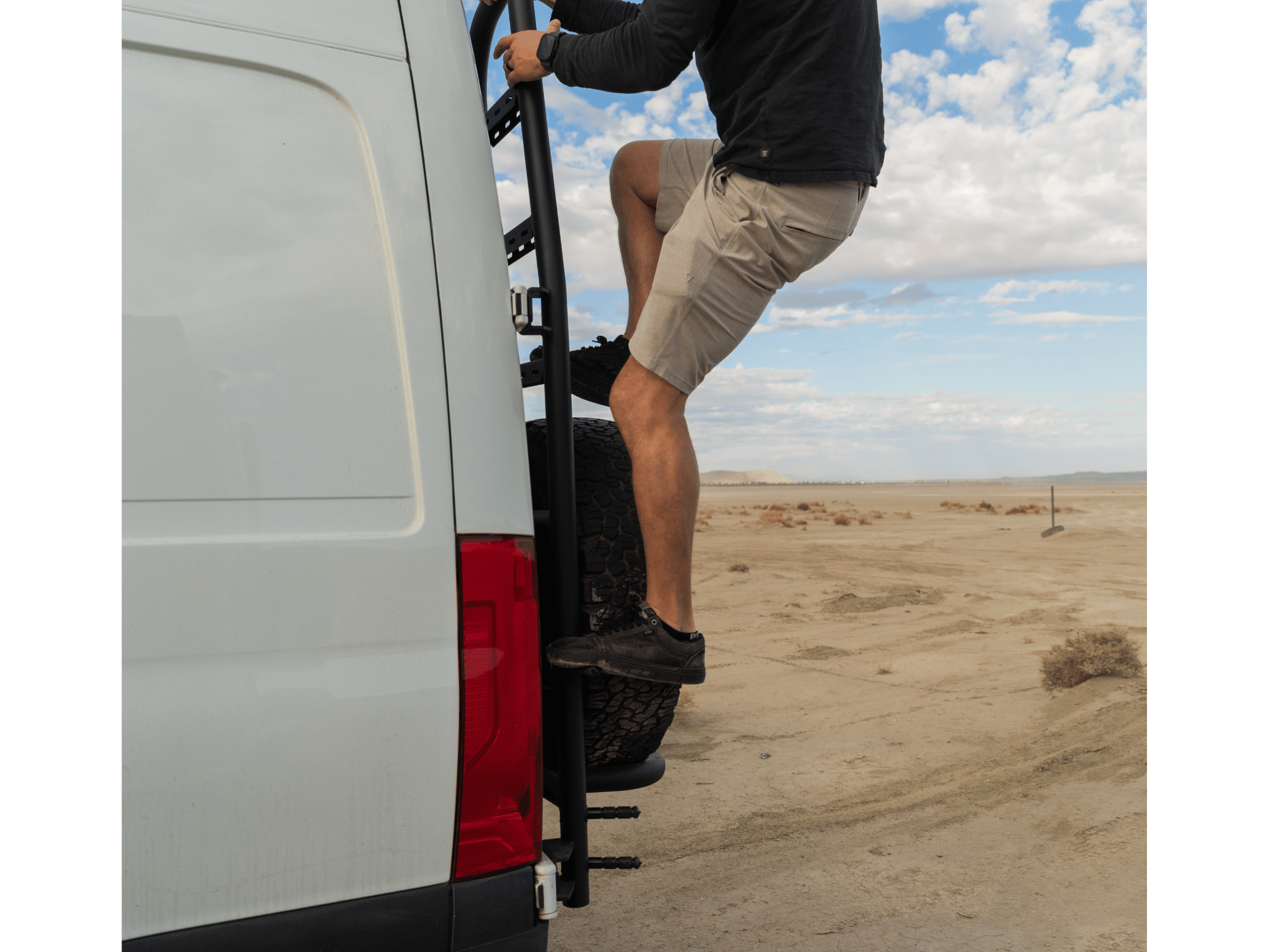 Sprinter Rear Tire Carrier Ladder | Dual Rear Ladder & Spare Tire Mount for Mercedes Sprinter Vans