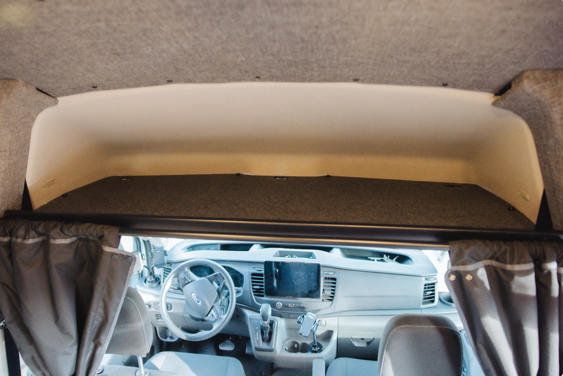 VanEssential Ford Transit Headliner Shelf | Overhead Storage for Transit Vans