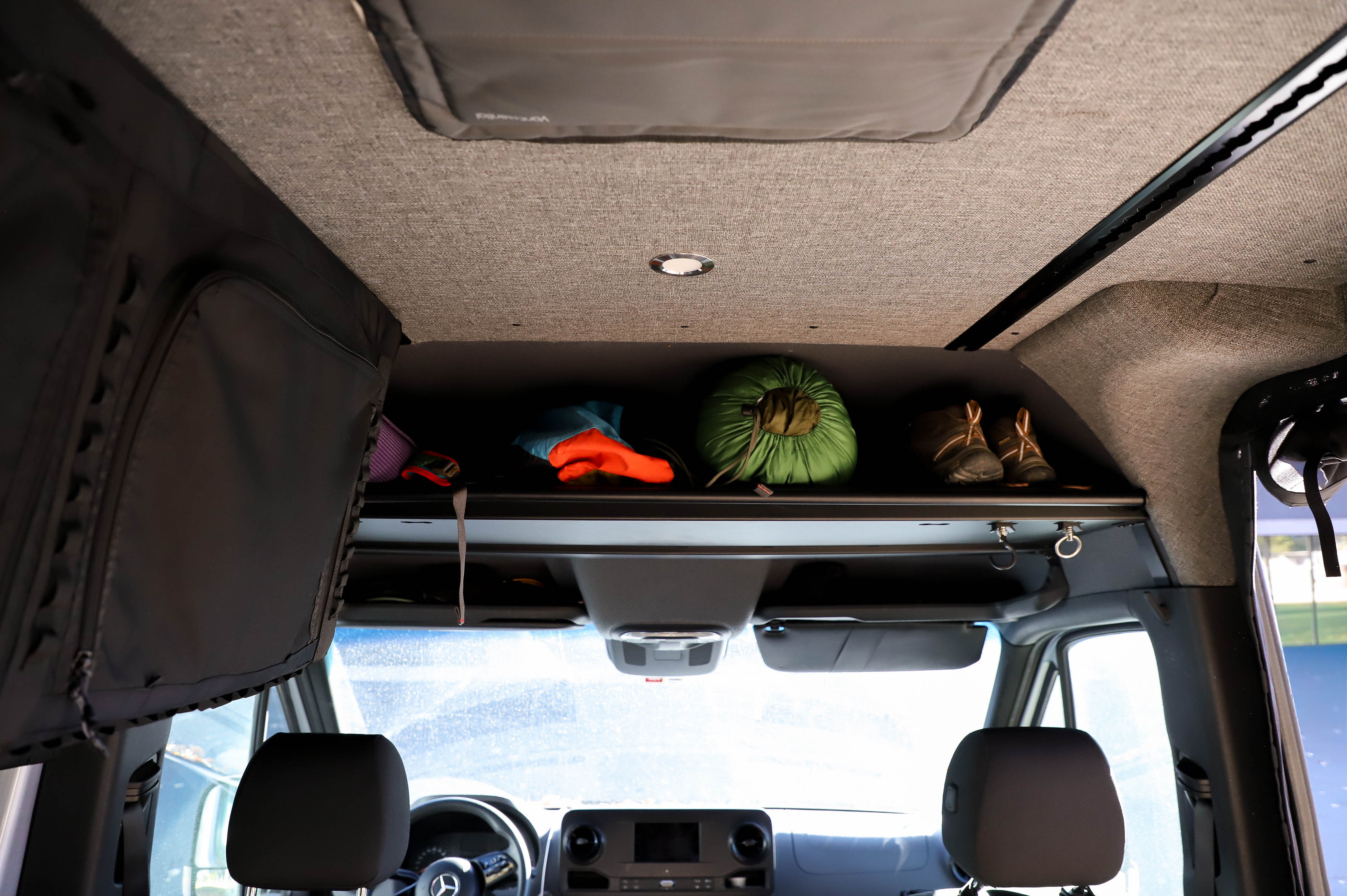 VanEssential Mercedes Sprinter Headliner Shelf | Overhead Storage for Sprinter Vans