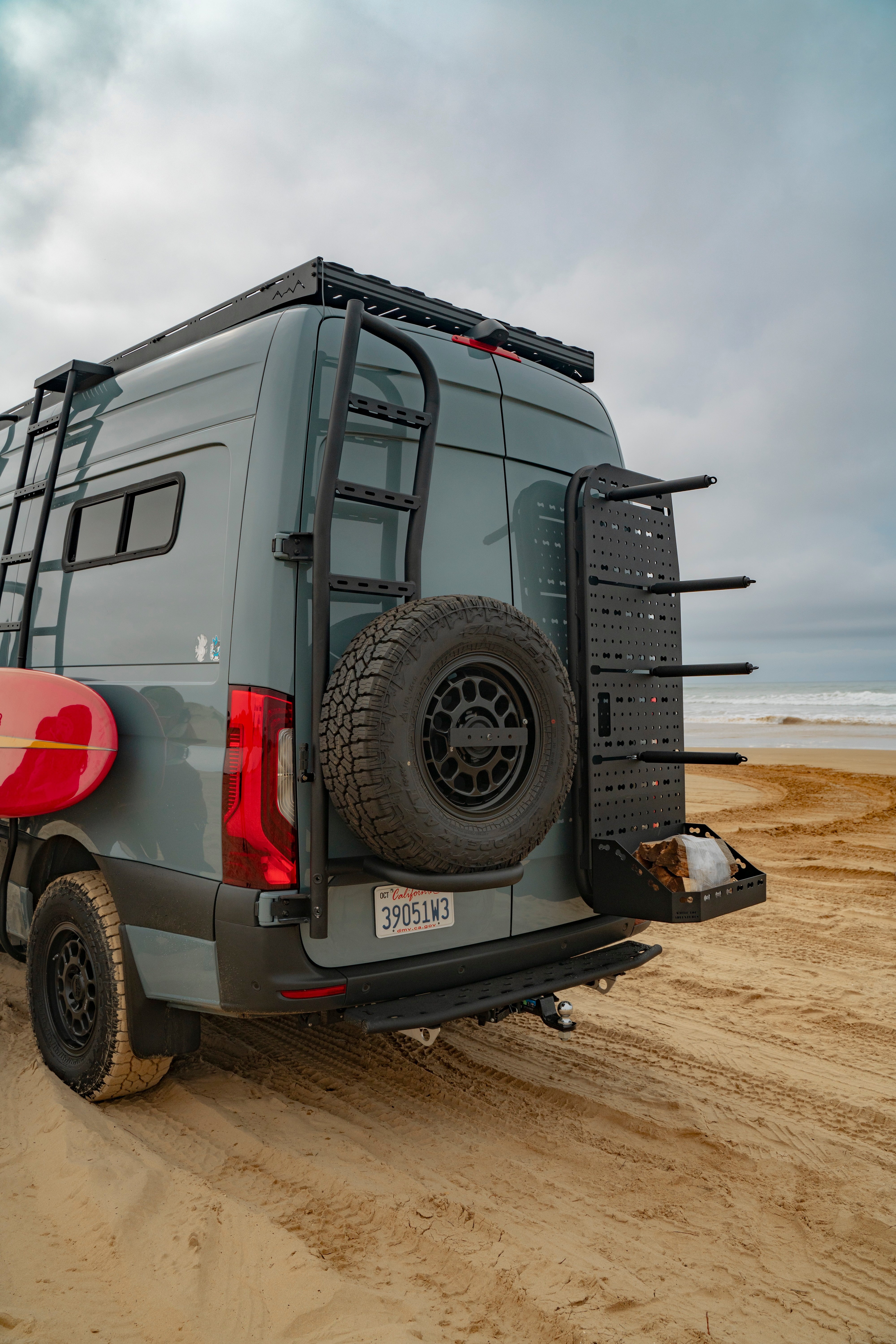 Sprinter Rear Tire Carrier Ladder | Dual Rear Ladder & Spare Tire Mount for Mercedes Sprinter Vans